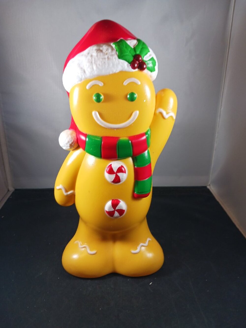 Gingerbread Man Indoor Tabletop Blow Mold W/LED Light Battery Operated